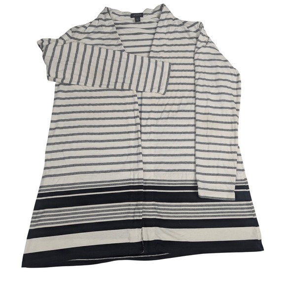 J. Jill Sweaters - J.‎ Jill Wearever Striped Open Front Cardigan Navy White PM Classic Lightweight